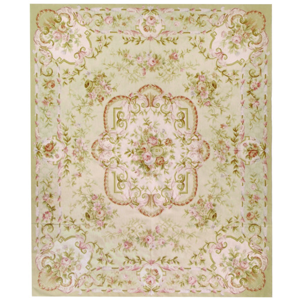 Astoria Grand Aubusson Honaker Floral Handmade Flatweave Wool Area Rug